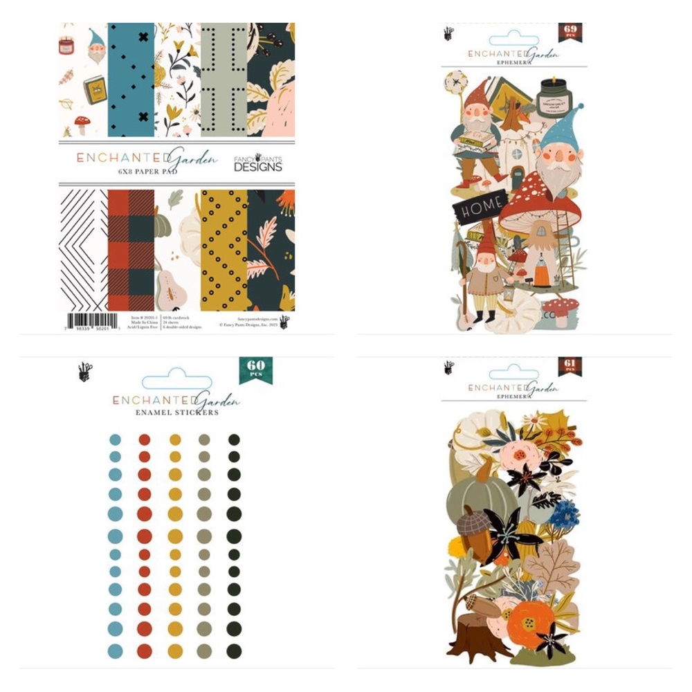 Lot of 4 Fancy Pants design Enchanted garden paper pad Ephemera enamel dots
